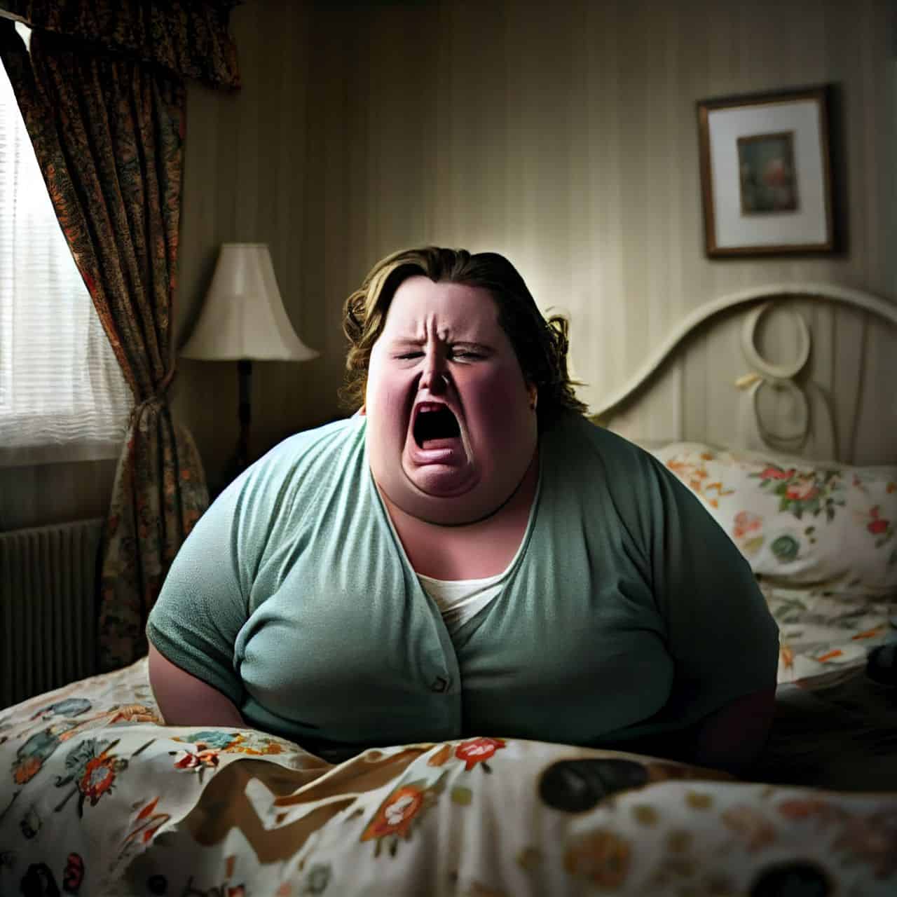 obese woman on the bed