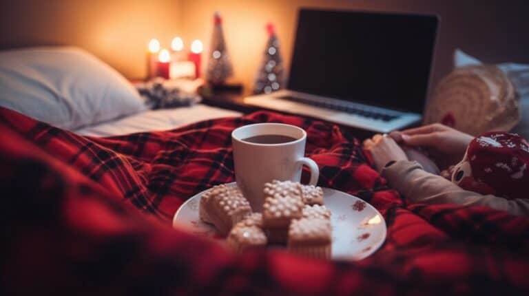 couple watching christmas movies on netflix