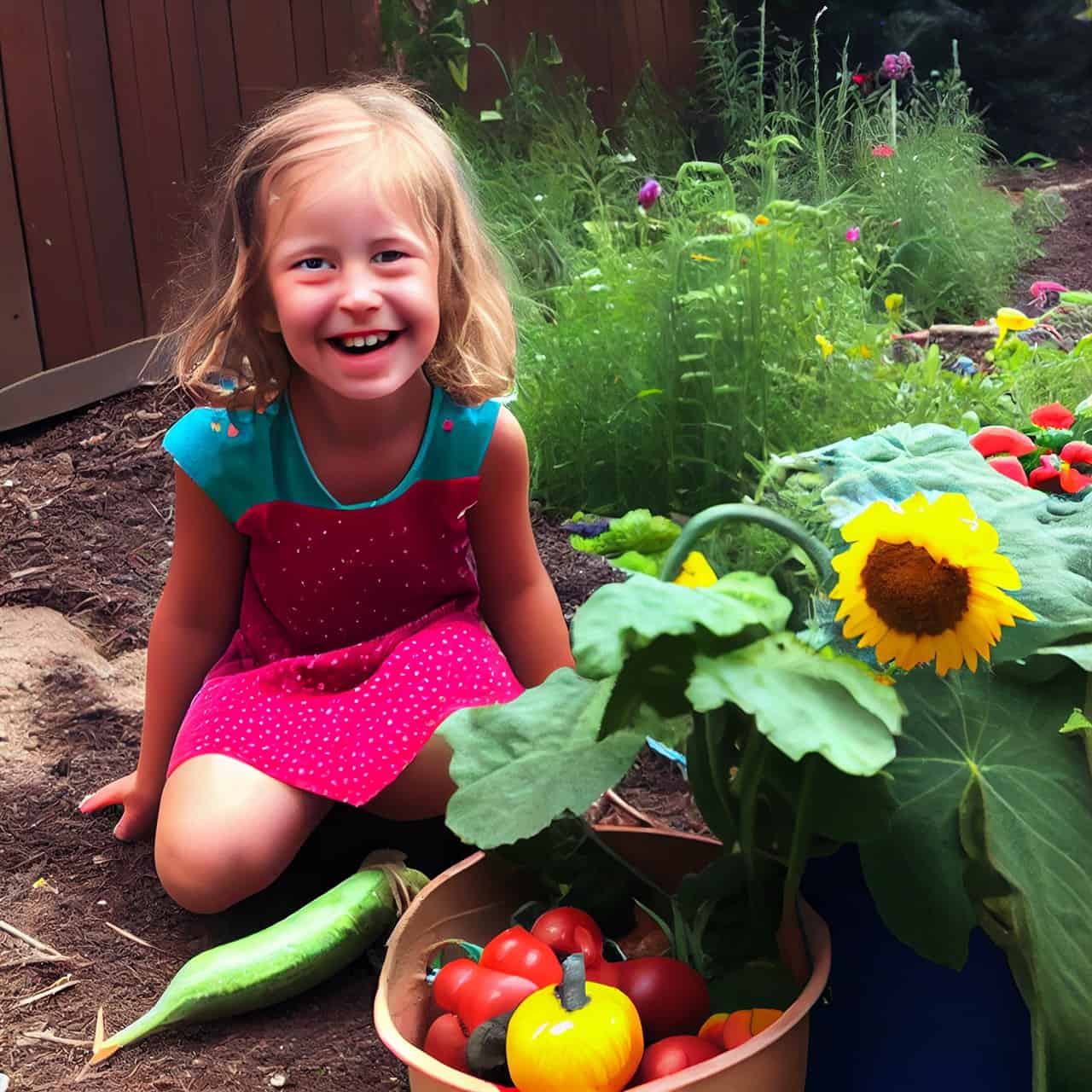 kid working in the garden