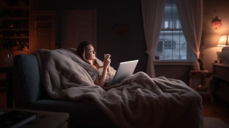 mom watching laptop on netflix