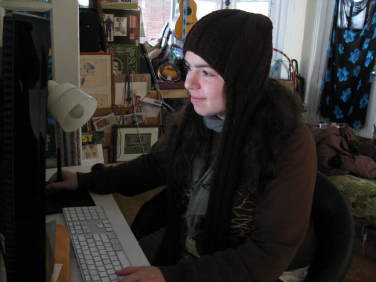 lady working from home