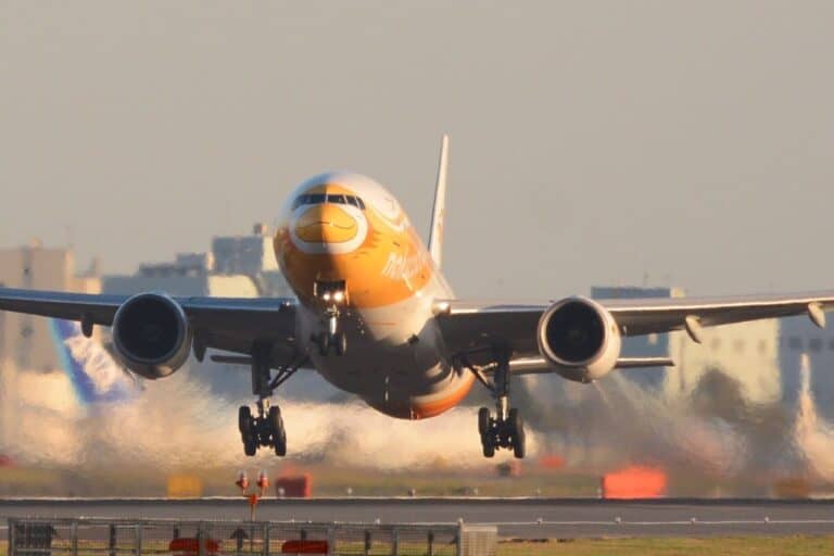 flying in airplane