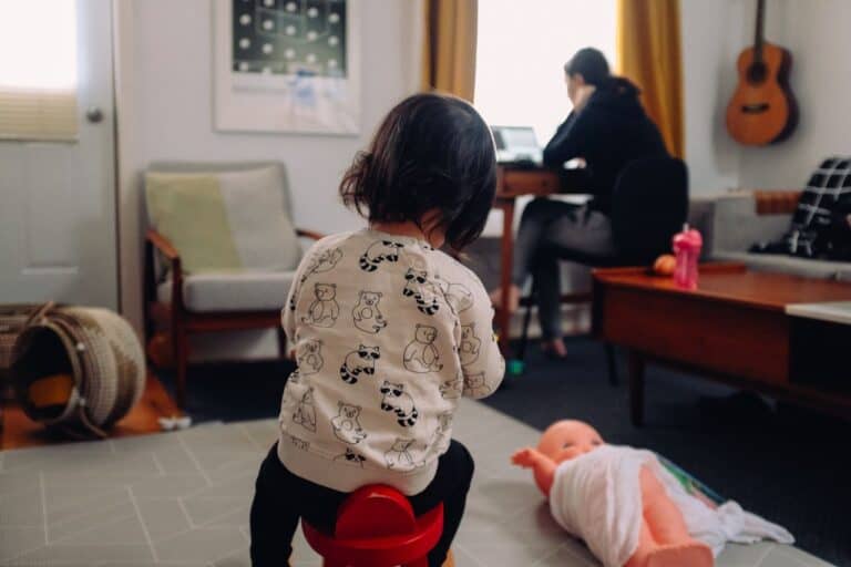child playing with toys