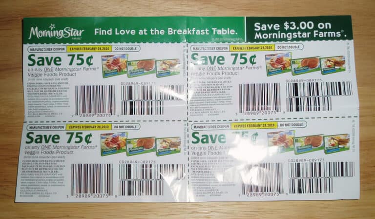 coupons on a table