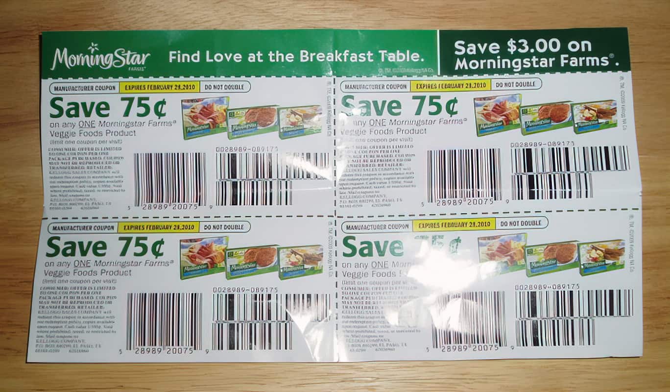 coupons on a table