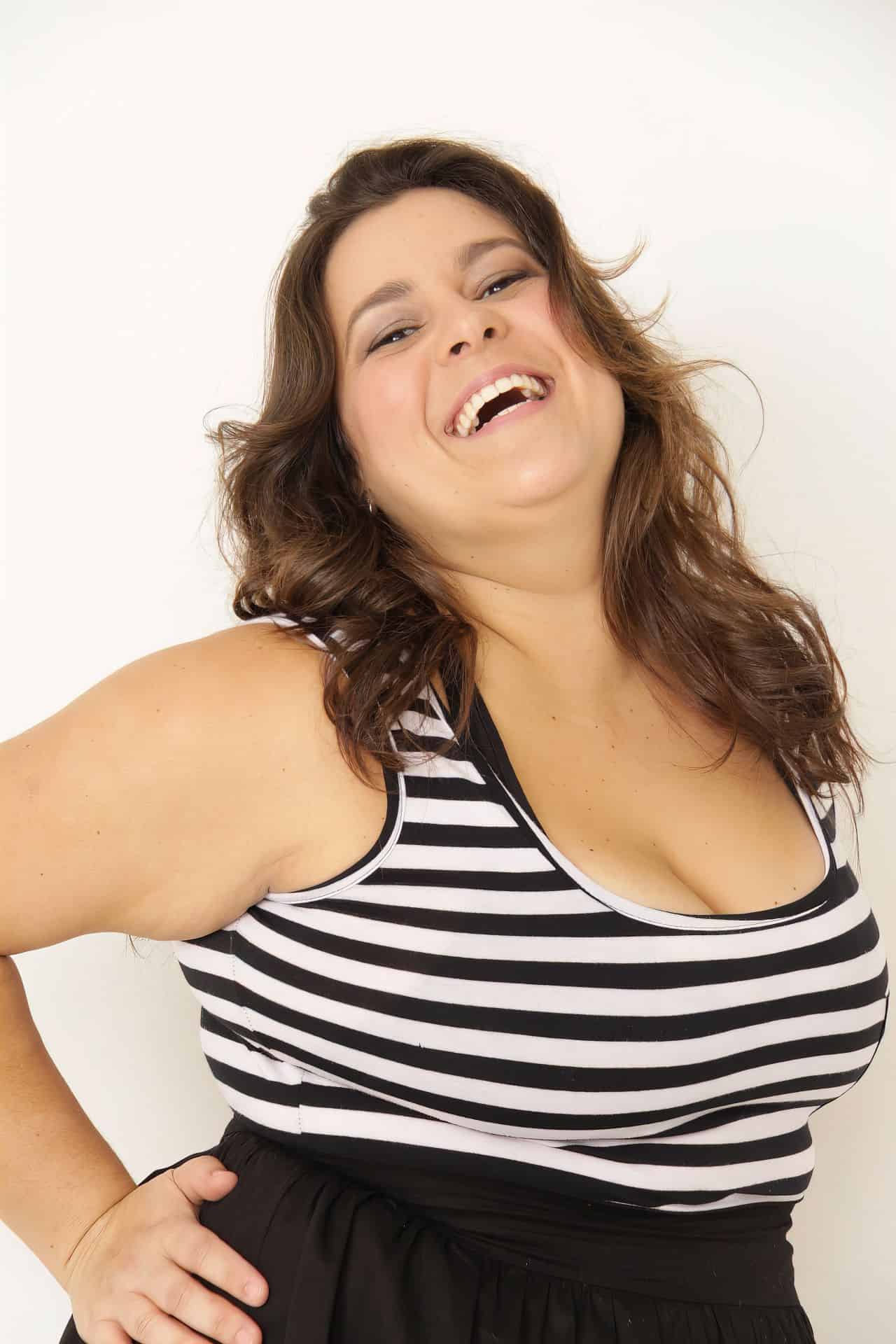 obese lady smiling
