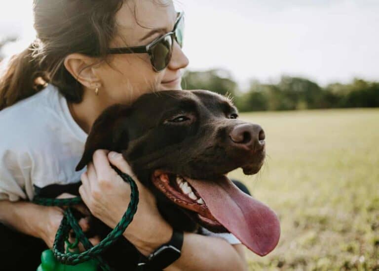 woman with pet dog
