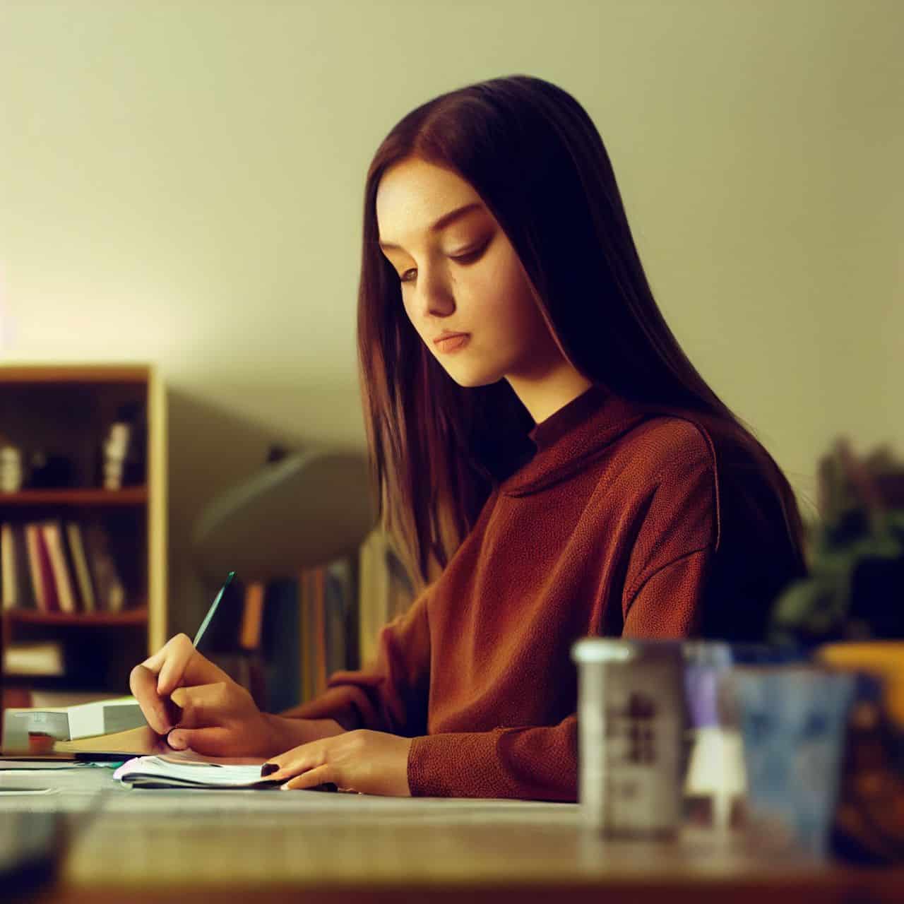 young woman studying