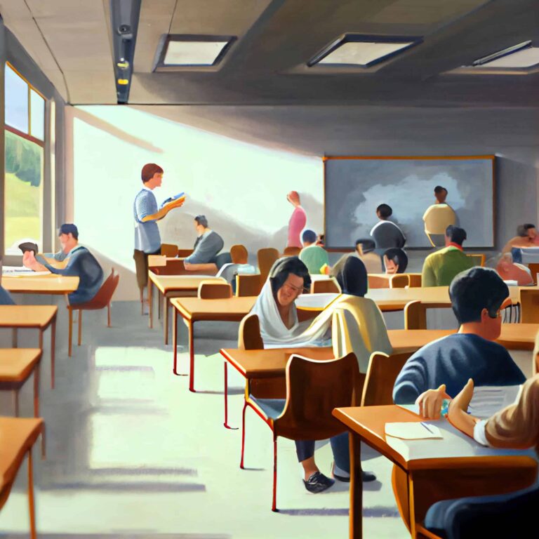 students learning in a classroom