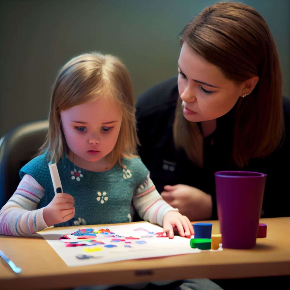 a child doing speech therapy