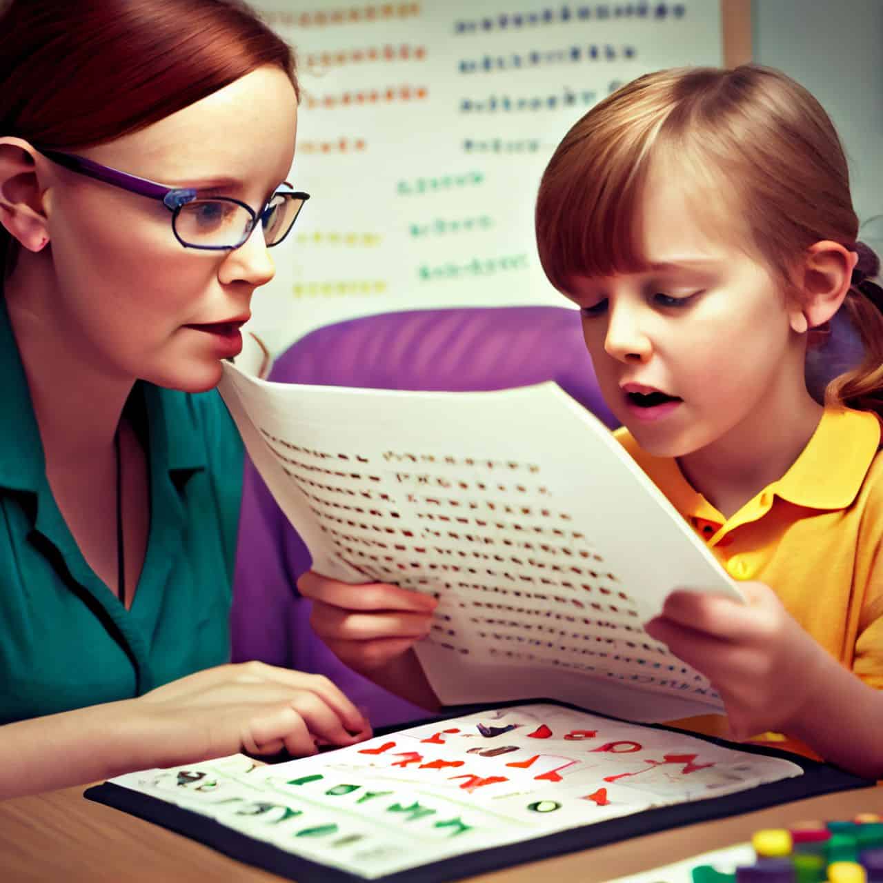 a child working with a speech therapist