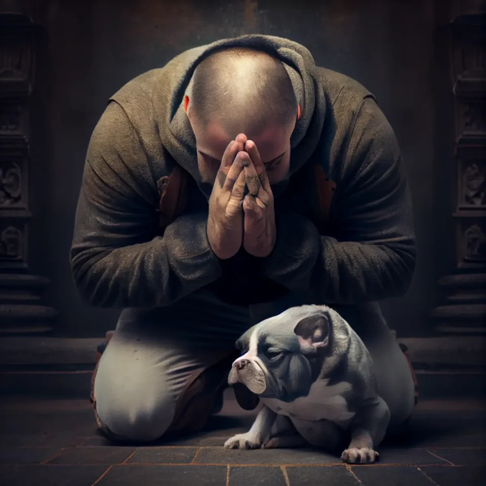 a man praying on his knees