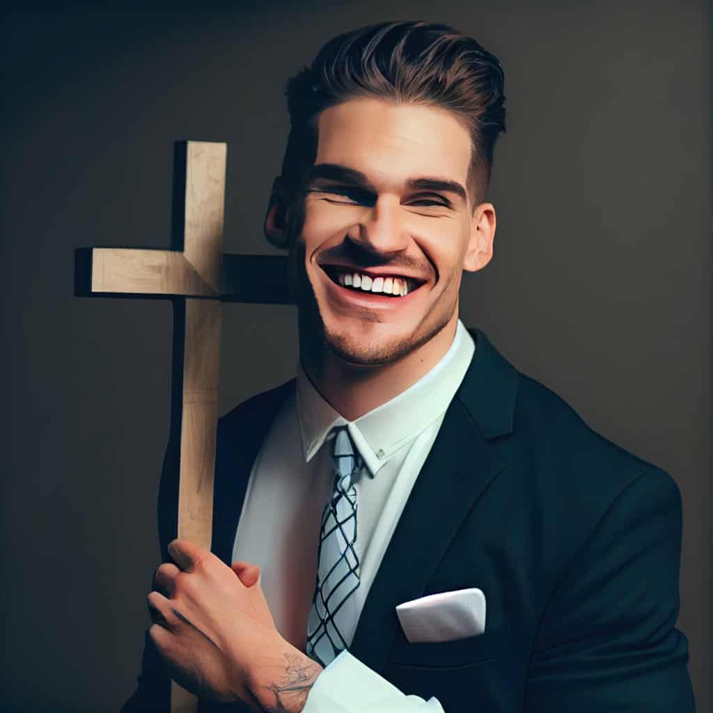 man holding a cross