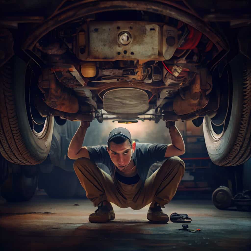 mechanic working under a car
