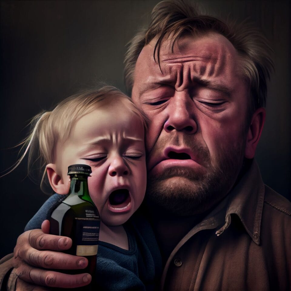 alcoholic father with child