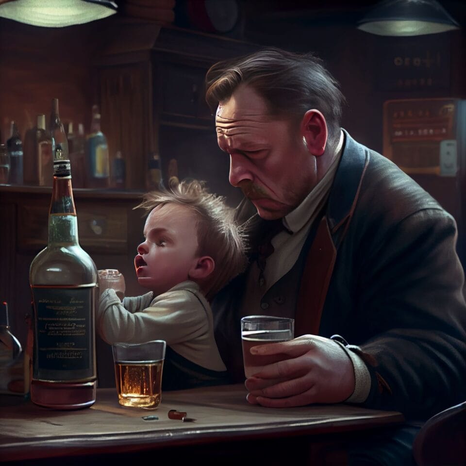 alcoholic father with son