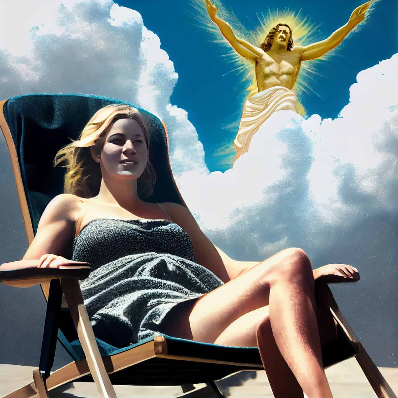 christian woman lounging with jesus