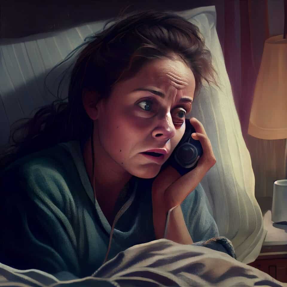 sad mother crying on the phone