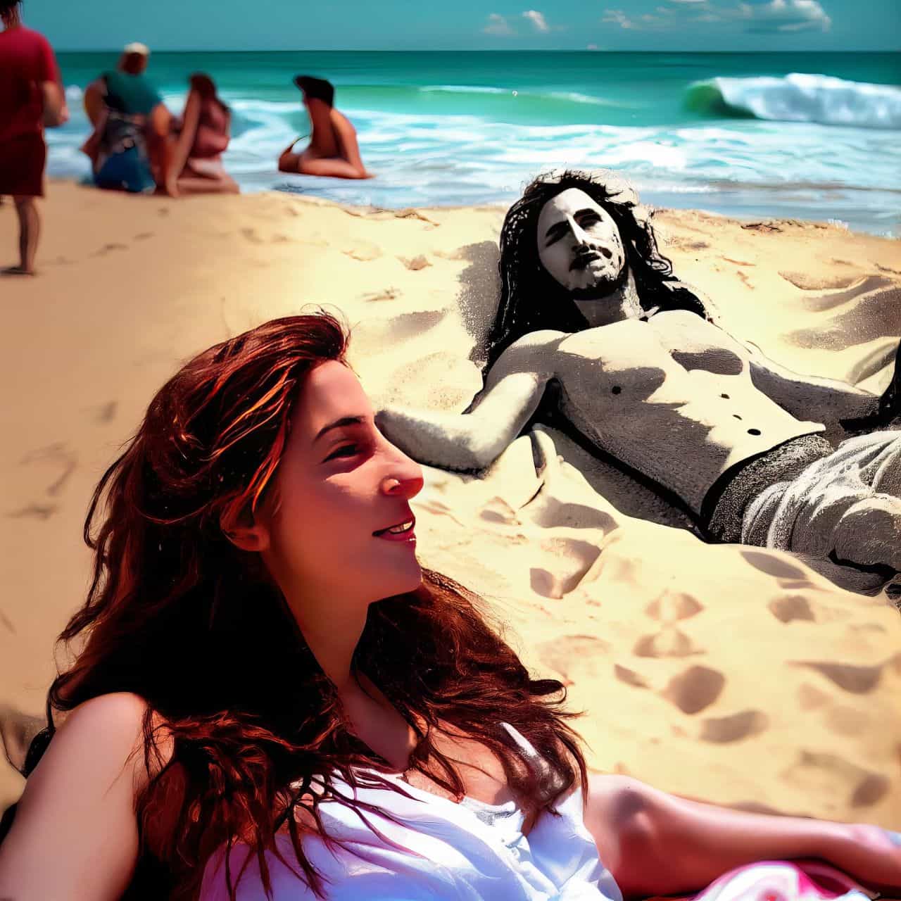 woman on the beach with jesus
