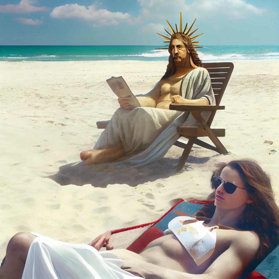 woman sitting with jesus