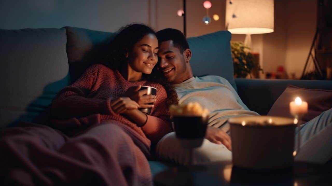 couple watching romantic movies on netflix