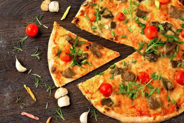 delicious homemade meat pizza