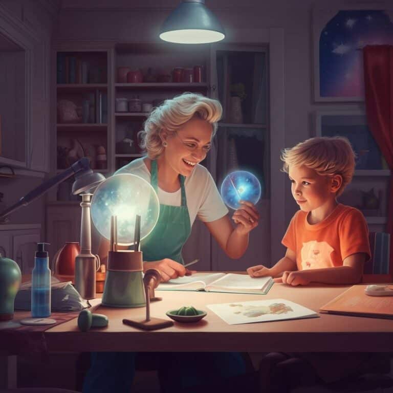 mother teaching science