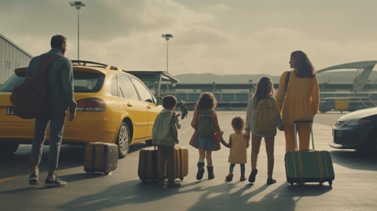 happy family at the airport