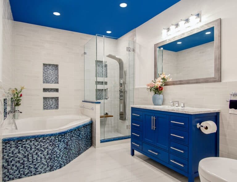 beautiful blue and white classic style bathroom