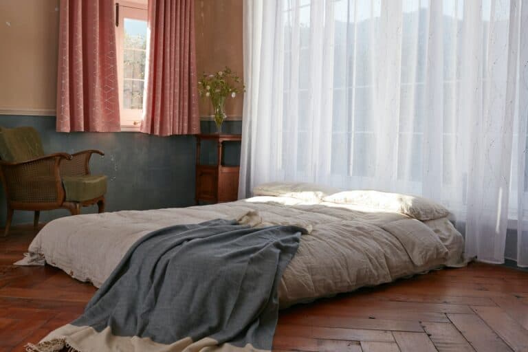 beautiful room with curtains and big windows