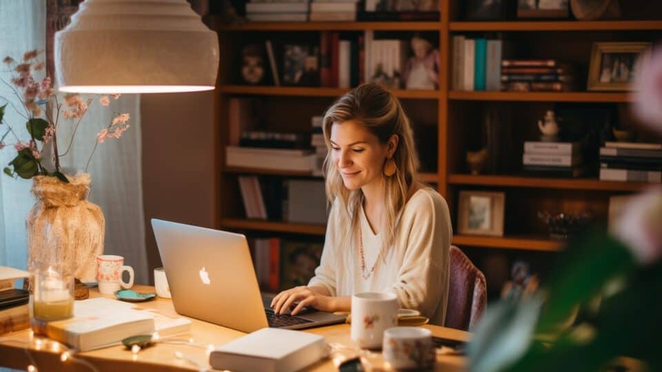 Becoming a Mommy Blog Expert: Tips and Advice for Success 3 mommy blogger typing