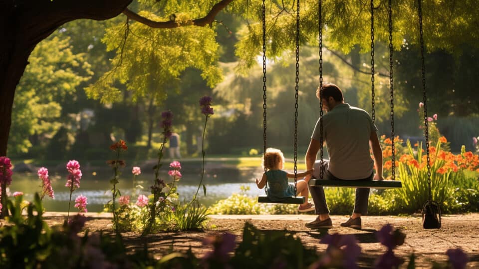 Solo Parenting Dad Takes Kid To Park