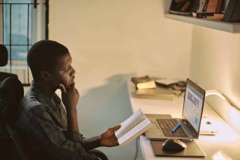 black man studying