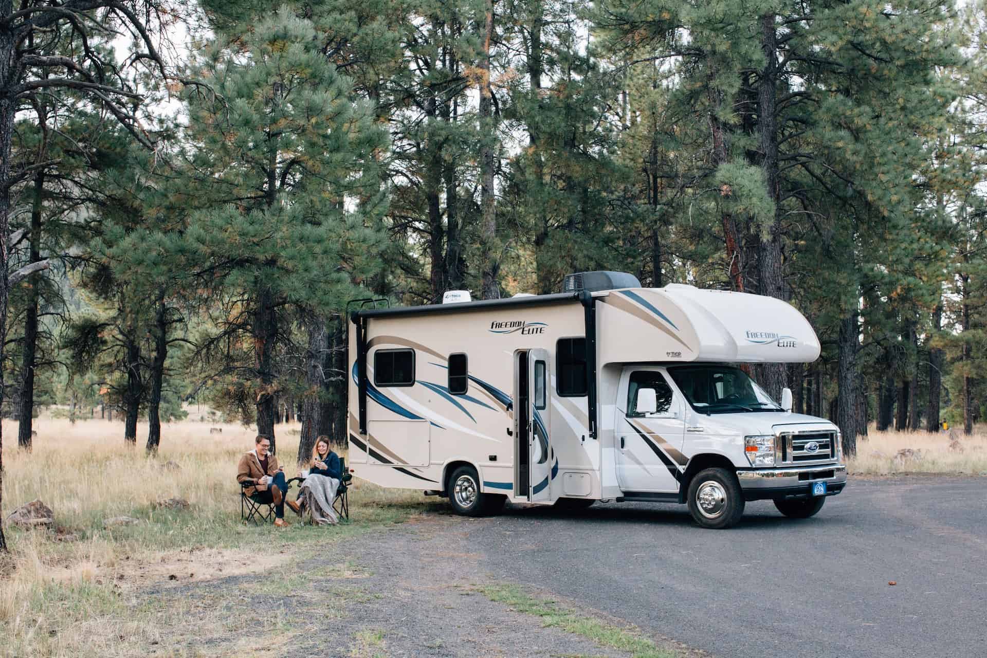 Couple camping RV