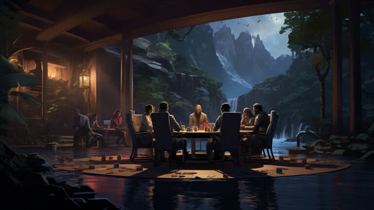 Group Of Men Playing Poker At Home