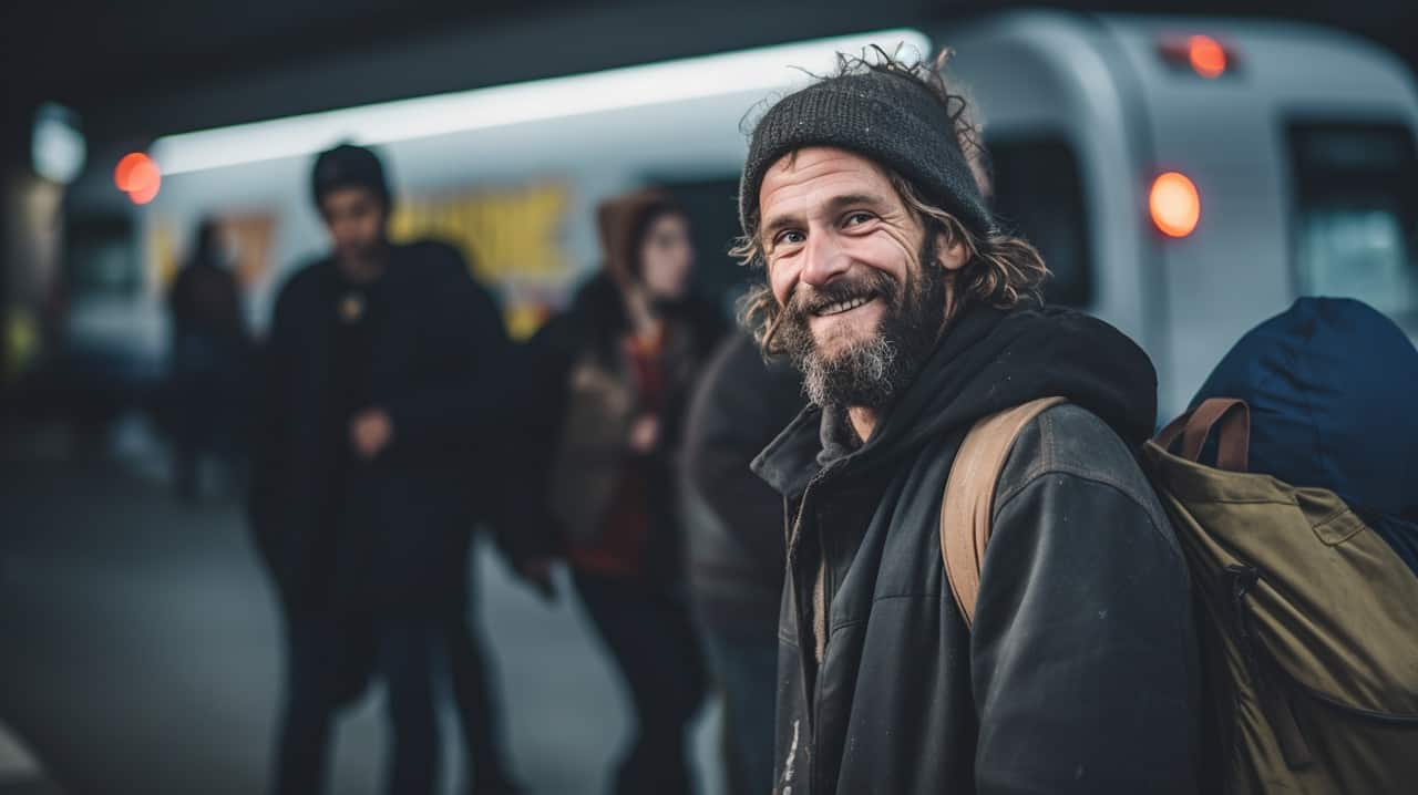 Homeless Man Enjoys Free Bus Rides
