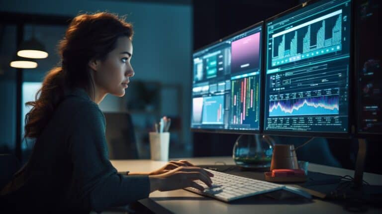 a woman designing a ui on her computer