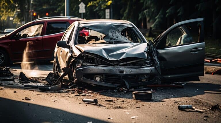 smashed car in accident