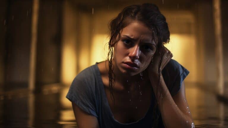 woman in a flooded basement in Toronto