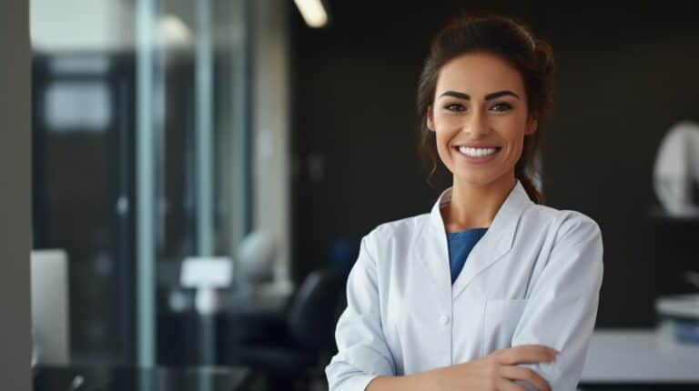 a smiling female dentist