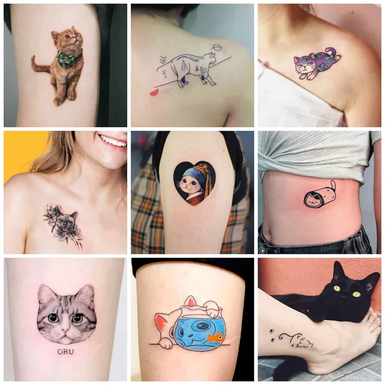 Feminine Cat Tattoos