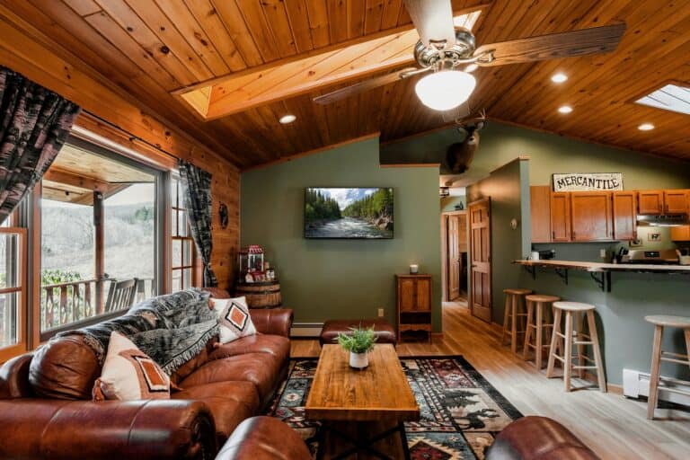 sky lights in rustic home