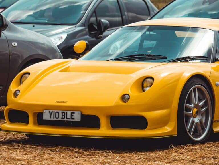 yellow sports car license plate