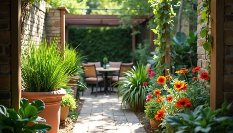 how to get privacy in backyard Arrange Layered Plantings and Large Planters 304676100