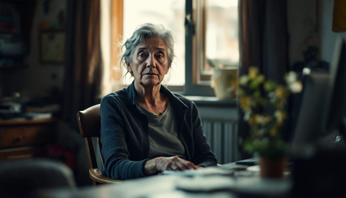 A senior woman faces challenges accessing mental health resources due to barriers. A senior woman faces challenges accessing mental health resources due to barriers.