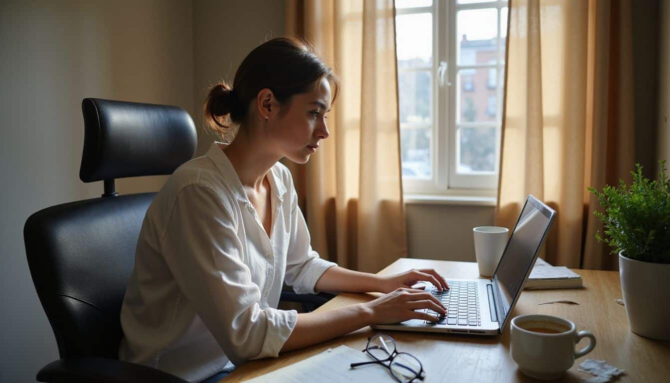 A young woman is working on coding a mobile game in her cozy home office. A young woman is working on coding a mobile game in her cozy home office.