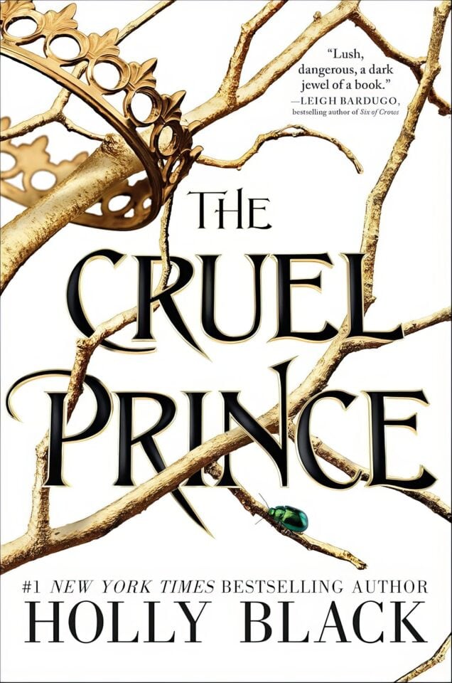 A tense encounter between a teenage girl and a young man in the shadowed forest. The Cruel Prince by Holly Black