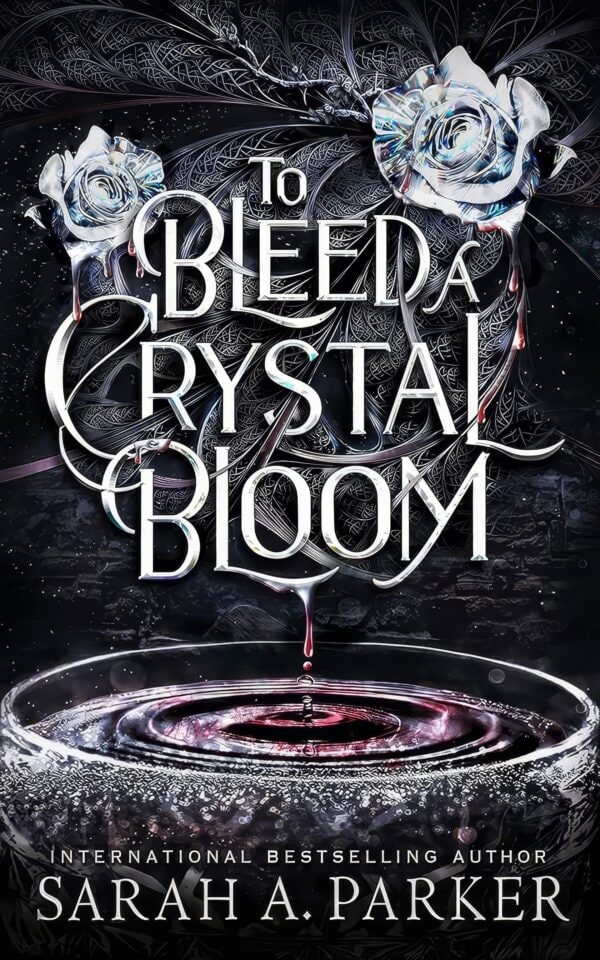 A young woman stands in a tranquil, ancient castle garden on a frosty afternoon. To Bleed a Crystal Bloom by Sarah A. Parker