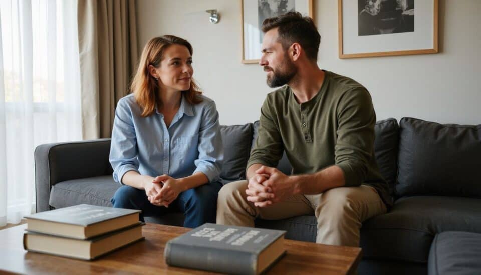 A teenage boy sits on a bed looking uncertain as his older step-sister stands behind him with a concerned expression. bratty sis how will taboo storytelling evolve in 2025 379855350