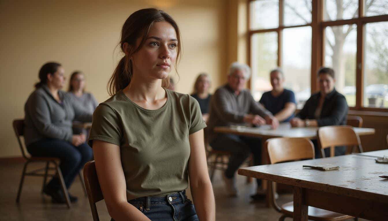 A woman in her 30s listens attentively in a community center workshop. A woman in her 30s listens attentively in a community center workshop.